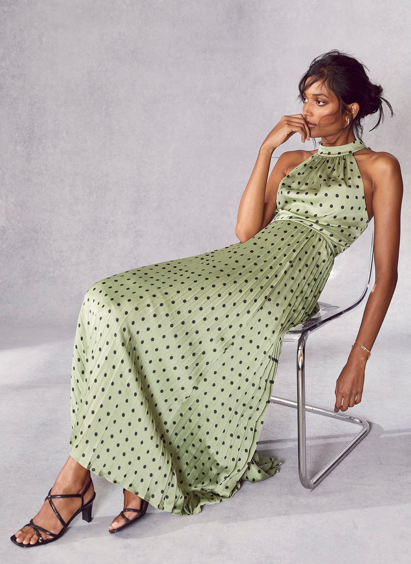 Khaki Polka Dot Maxi Dress – Mint Velvet